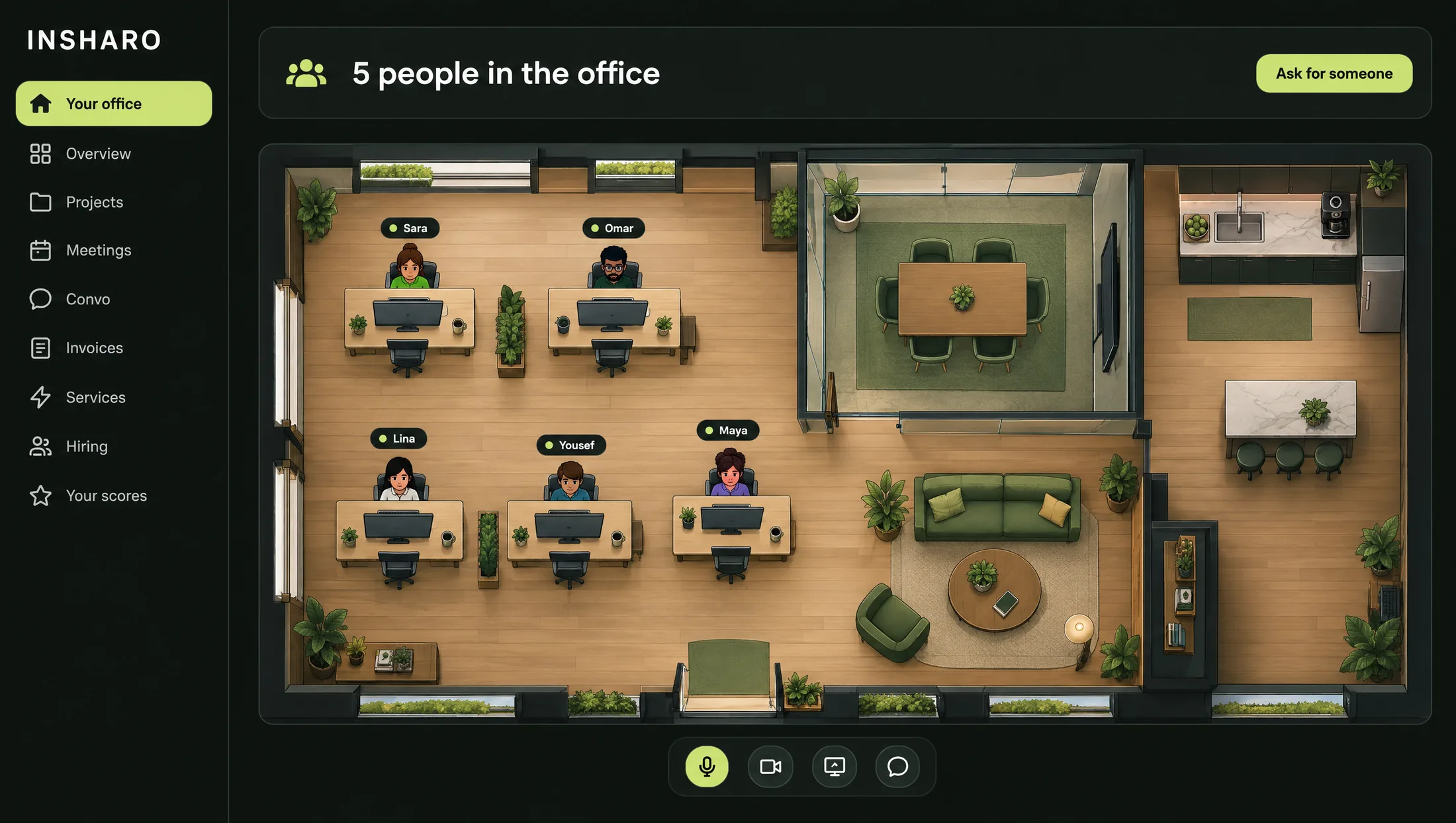 The INSHARO virtual office inside the client portal